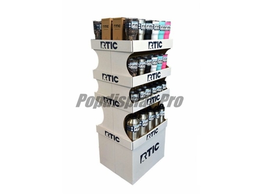 Floor Standing POP Cardboard Display Stands 2 Sided For Water Bottles Displaying