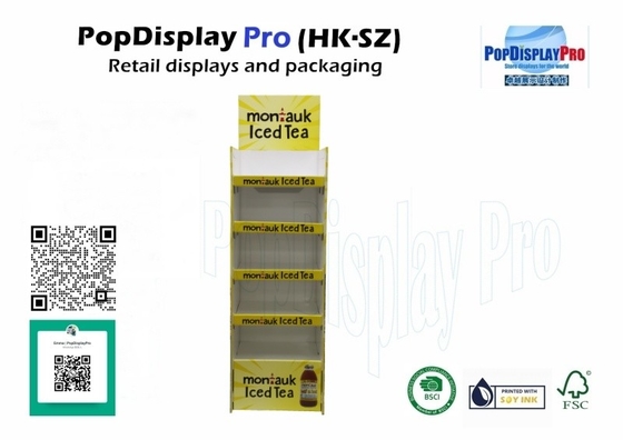Kağıt Perakende Instore Perakende buzlu çay içecekleri için karton POS ekranı